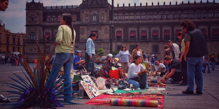 Traders in Mexico City's main square. Zocalo
