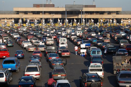 Road Border Crossing between Mexico and the USA