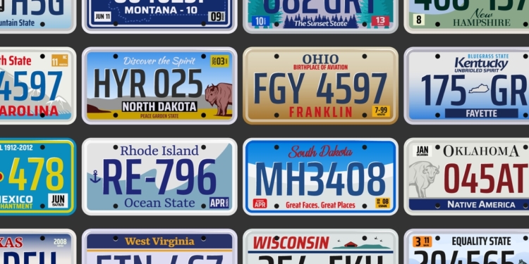 Collage of US Vehicle License Plates