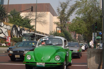 VW Beetle Taxi Green in Mexico City