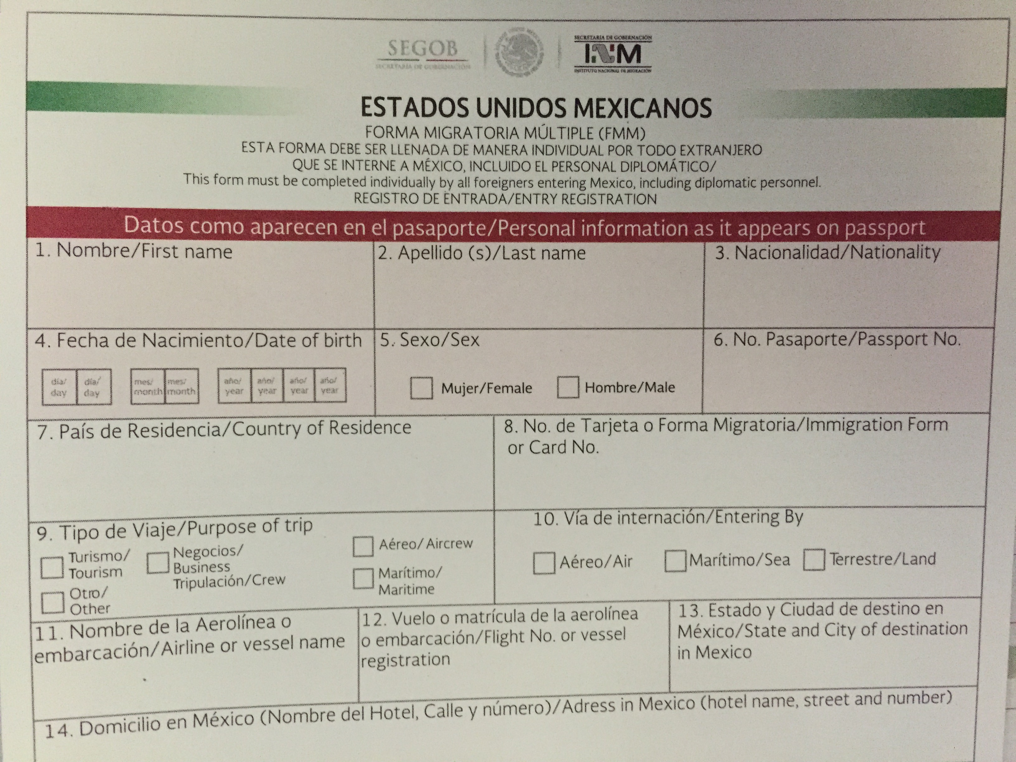 mexico travel permit