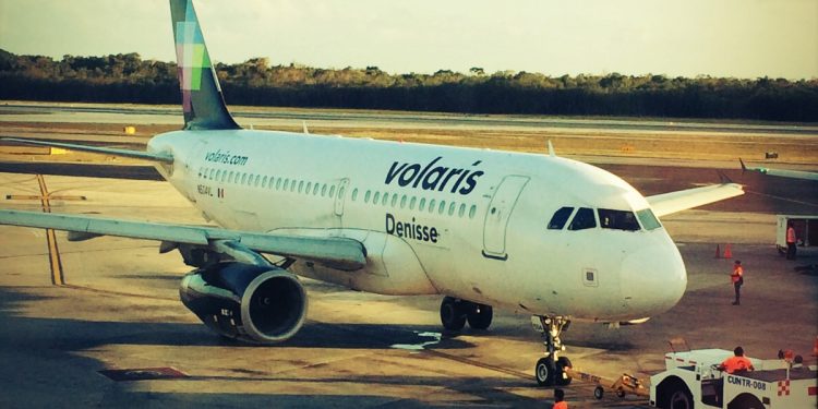 Volaris Airplane on tarmac in Mexico City