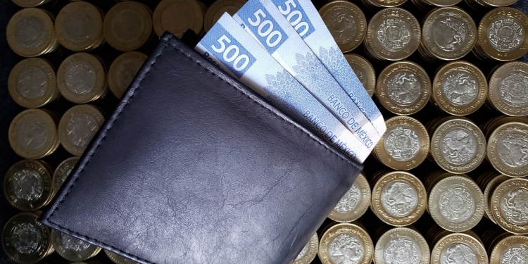 Wallet with Mexican banknotes inside