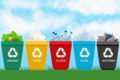 Bins for different types of waste recycling
