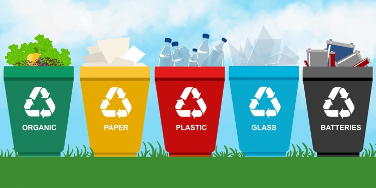 Bins for different types of waste recycling