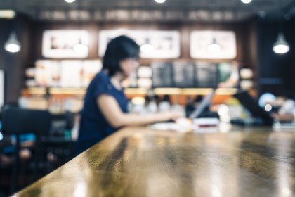 Woman working at a table