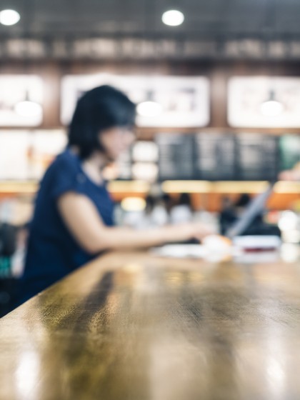 Woman working at a table