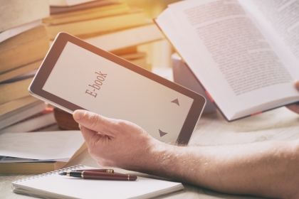 Reading an eBook on a tablet device
